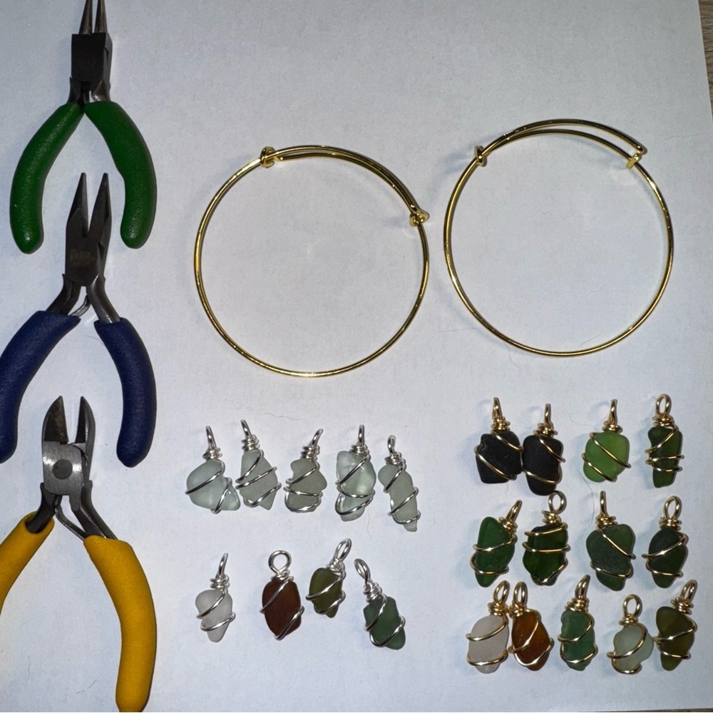 Gold Wire Wrapped sea glass Bracelets